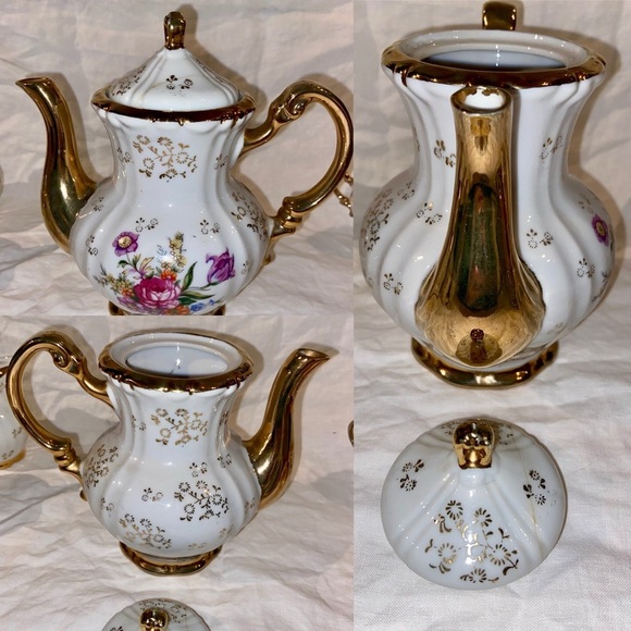 Japaneese 15 pieces fine china Tea Set‎ floral & gold Demitasse Set for 5 - Picture 4 of 16
